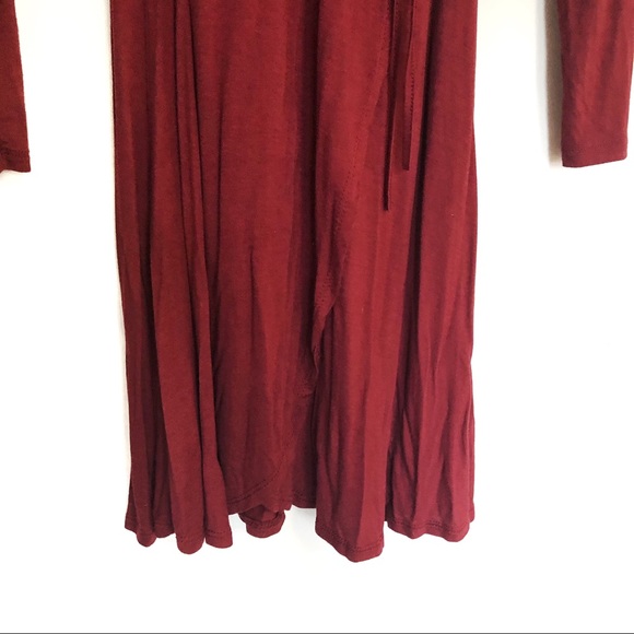 Heart & Hips Faux Wrap Dress Wine Red Long Sleeve - Picture 2 of 10
